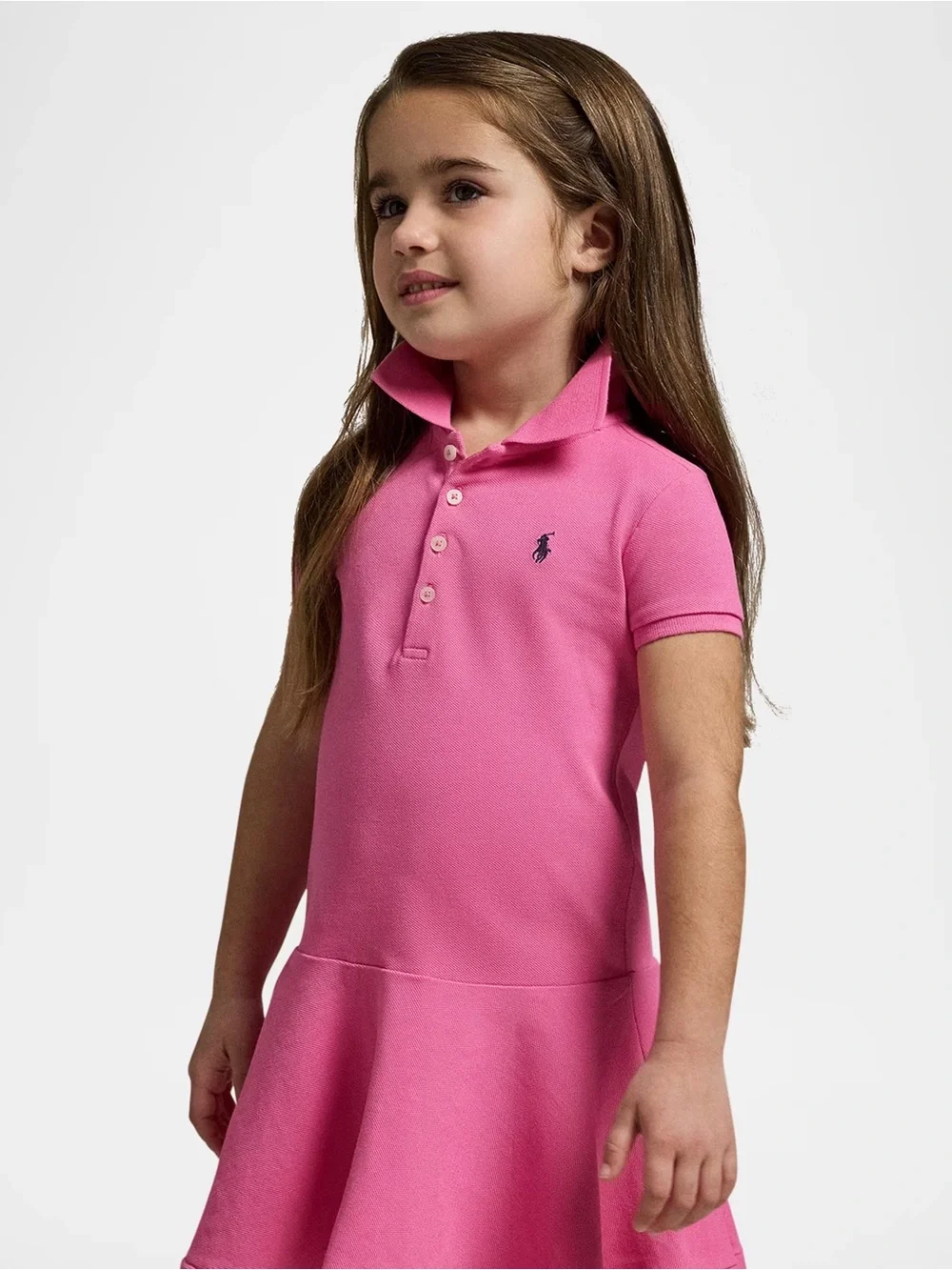 Polo Ralph Lauren Girls' Iconic Cotton Collar Dress Drop Waist Big Kid Sz S / 7